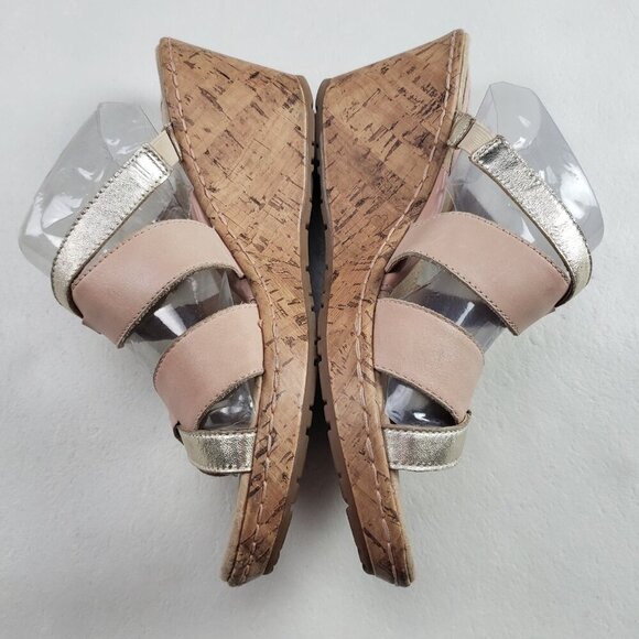 Born BOC Cork Wedge Sandal Womens 9 Brown Leather Open Toe Strappy Slip On - Picture 7 of 13